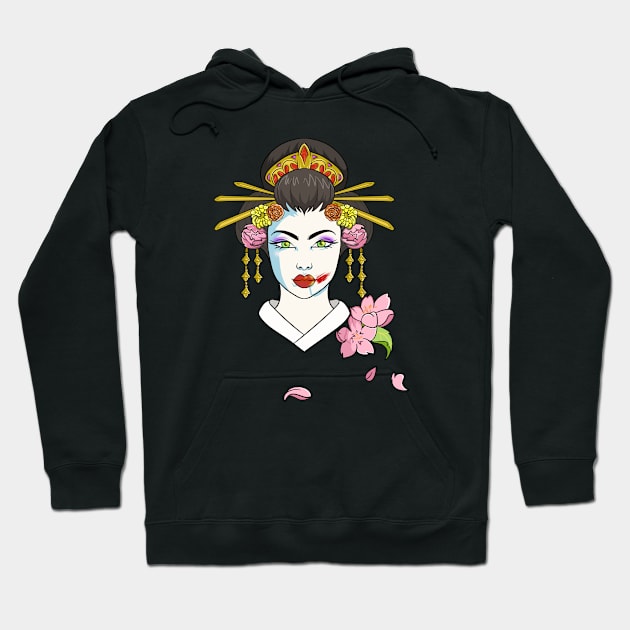 Floral Geisha Hoodie by Trendy Black Sheep